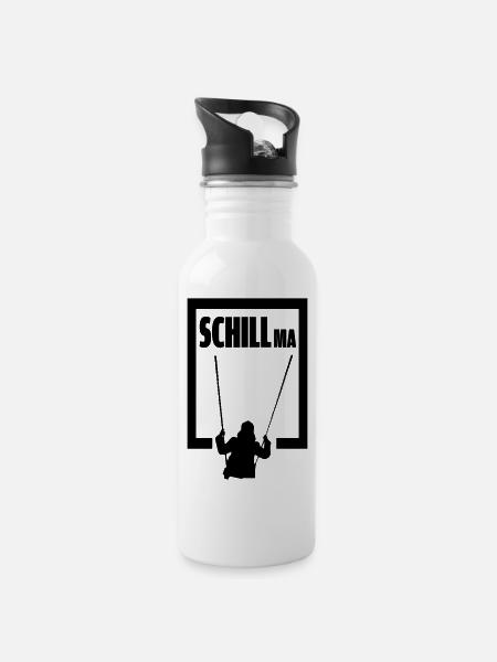 SchillMa - Trinkflasche mit integriertem Trinkhalm - Weiß