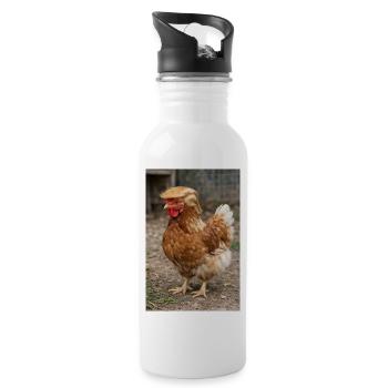 Poulet aux cheveux rétro - Gourde avec paille intégrée - blanc - Droite