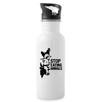 Animal silhouette with font accent - Water bottle with straw - white - Right