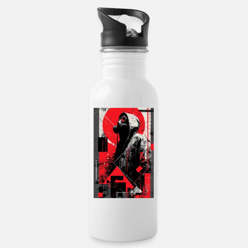 Le masque à gaz dans la dystopie du graffiti - Gourde avec paille intégrée - blanc