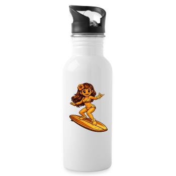 Surfer Hawaiian style - Water bottle with straw - white - Right