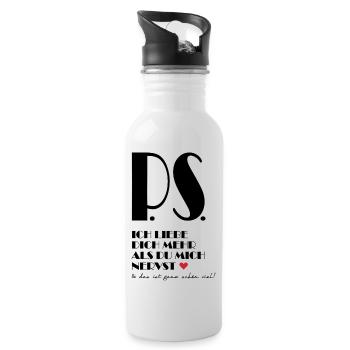 I love you more than you annoy me - Water bottle with straw - white - Right