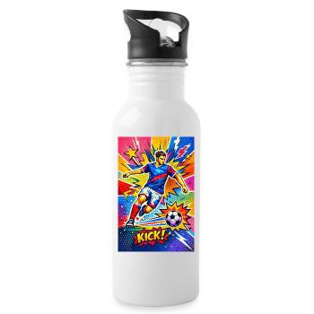 Explosion du football pop art - Gourde avec paille intégrée - blanc - Droite