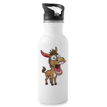 Wild donkey with a giant maw - Water bottle with straw - white - Right