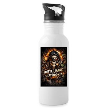 Hustle Hard or Stay Broke - Water bottle with straw - white - Right