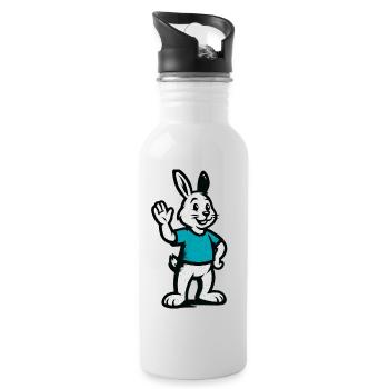 Waving bunny in blue - Water bottle with straw - white - Right