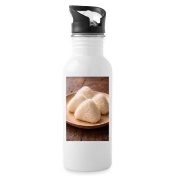 Onigiri Reisbällchen Japanstil - Trinkflasche mit integriertem Trinkhalm - Weiß - Rechts
