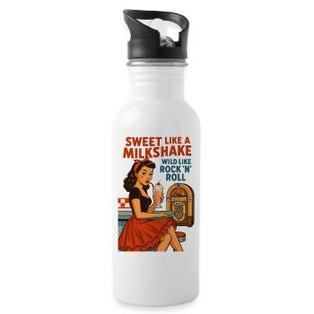 Sweet Milkshake & Rock n Roll: 50s Pin-Up Retro - Water bottle with straw - white - Right