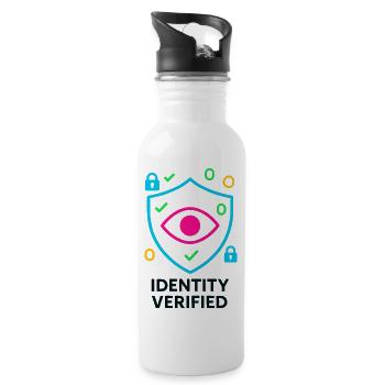 Verifizierte Identität, manipulationssicherer Cyber-Schild - Trinkflasche mit integriertem Trinkhalm - Weiß - Rechts