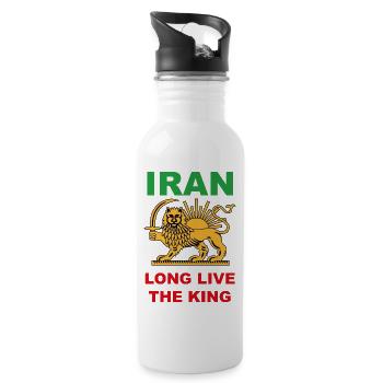 Löwenemblem in iranischer Farbe - Trinkflasche mit integriertem Trinkhalm - Weiß - Rechts