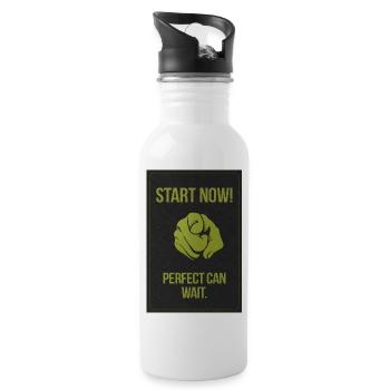 Start now. Perfect can wait. - Water bottle with straw - white - Right