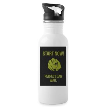Start now – Statement shirt for doers - Water bottle with straw - white - Right