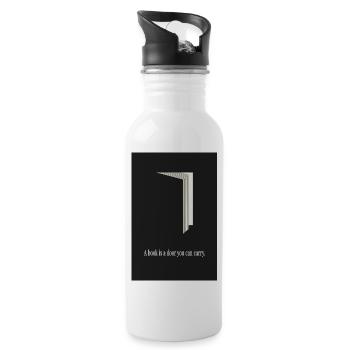 A book is a door you can carry - Trinkflasche mit integriertem Trinkhalm - Weiß - Rechts