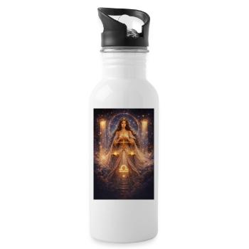 Waage - Trinkflasche mit integriertem Trinkhalm - Weiß - Rechts