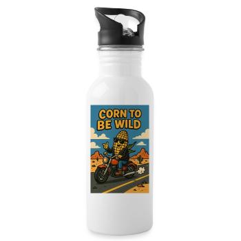 Korn auf wilde Fahrt - Corn to be wild - Parody - Water bottle with straw - white - Right