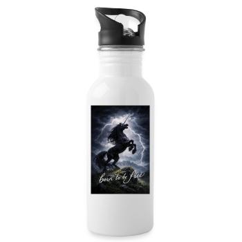 Unicorn in the Storm Freedom Spirit - Water bottle with straw - white - Right