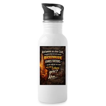 Ich komme aus einer Zeit ... - Trinkflasche mit integriertem Trinkhalm - Weiß - Rechts