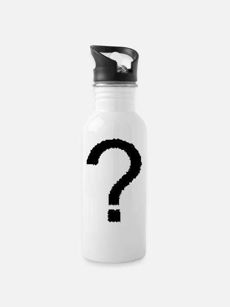 Fragezeichen - Trinkflasche mit integriertem Trinkhalm - Weiß