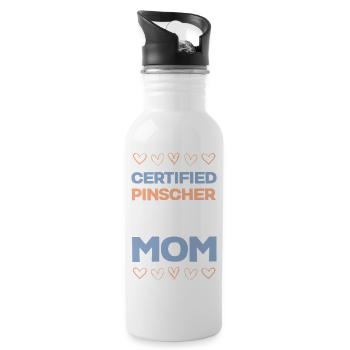 Pinscher Mom Certified - Trinkflasche mit integriertem Trinkhalm - Weiß - Rechts
