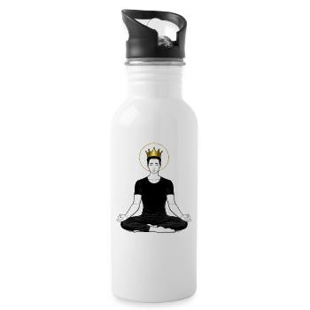Royal Meditation in Black and Gold - Water bottle with straw - white - Right