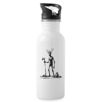 Forest spirit with axe - Water bottle with straw - white - Right