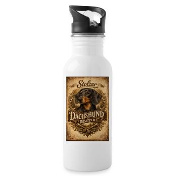 Proud Dachshund Owner Vintage Dachshund Holder - Water bottle with straw - white - Right