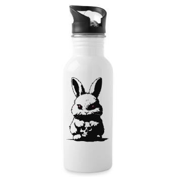 Grumpy bunny - Trinkflasche mit integriertem Trinkhalm - Weiß - Rechts