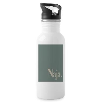 Minimal Art Poster „Naja.“ - Trinkflasche mit integriertem Trinkhalm - Weiß - Rechts