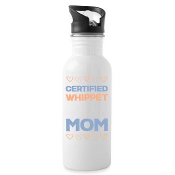 Zertifizierte Whippet Mama - Trinkflasche mit integriertem Trinkhalm - Weiß - Rechts