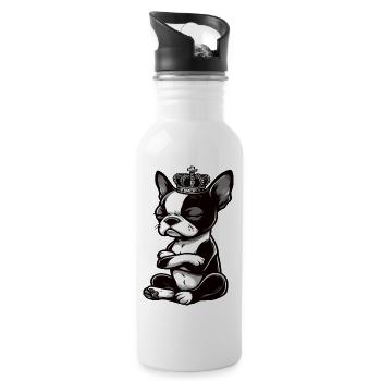 Boston Terrier Boston terrier besitzer Bostie  - Trinkflasche mit integriertem Trinkhalm - Weiß - Rechts