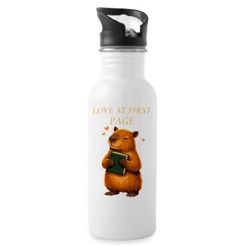 Love at First Page Capybara Book Lovers - Water bottle with straw - white - Right