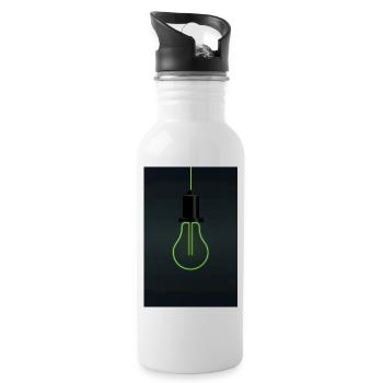 Neon Light Bulb – Minimalist Idea Design - Water bottle with straw - white - Right
