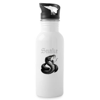 Gothic Snake Print Fans Gift Idea - Water bottle with straw - white - Right