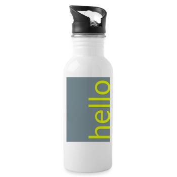 Hello – Modern Minimal Typography Design - Water bottle with straw - white - Right