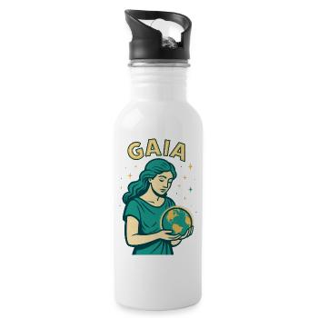 Gaia – Mutter Natur – Baum des Lebens - Trinkflasche mit integriertem Trinkhalm - Weiß - Rechts