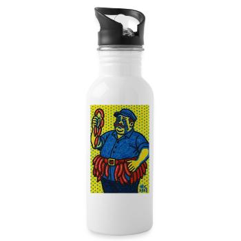 Wurstmann in Pop Art Style - Water bottle with straw - white - Right
