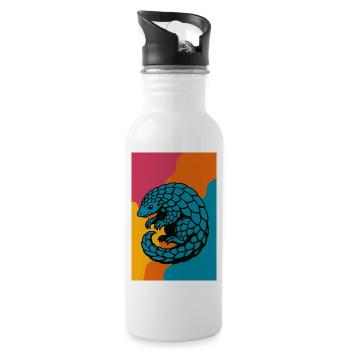 Pangolin Pop Art - Water bottle with straw - white - Right