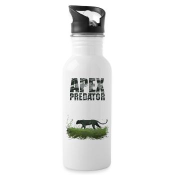 Retro Pixel Art Apex Predator - Trinkflasche mit integriertem Trinkhalm - Weiß - Rechts