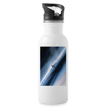 Cavalier de neige diagonal bleu - Gourde avec paille intégrée - blanc - Droite