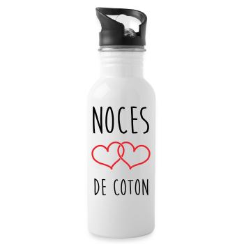 Cotton Wedding 1 Year Wedding - Water bottle with straw - white - Right