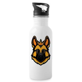 German Shepherd Dog Crown - Water bottle with straw - white - Right