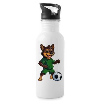 Chien de football berger australien - Gourde avec paille intégrée - blanc - Droite