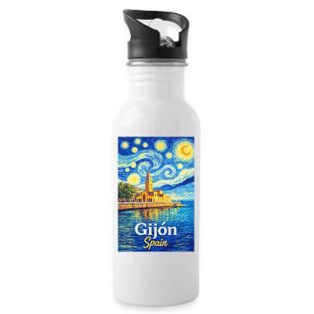 Gijon Spain - Trinkflasche mit integriertem Trinkhalm - Weiß - Rechts