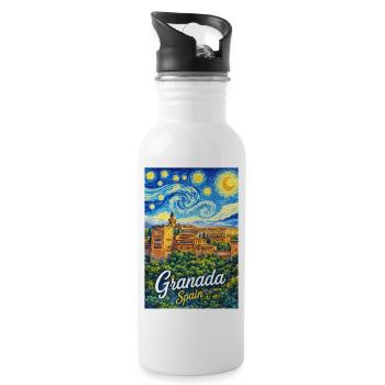 Granada Spain - Water bottle with straw - white - Right