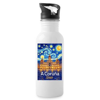 À La Corogne, Espagne - Gourde avec paille intégrée - blanc - Droite