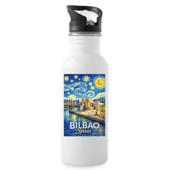 Bilbao Spain - Water bottle with straw - white - Right