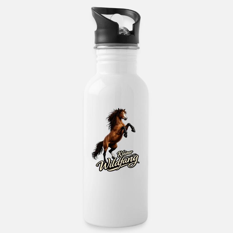 Pferd - Kleiner Wildfang - Trinkflasche mit integriertem Trinkhalm - Weiß