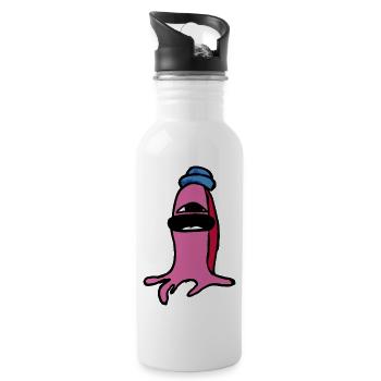 Alien Bjoern aus der Alienfamilie - Trinkflasche mit integriertem Trinkhalm - Weiß - Rechts