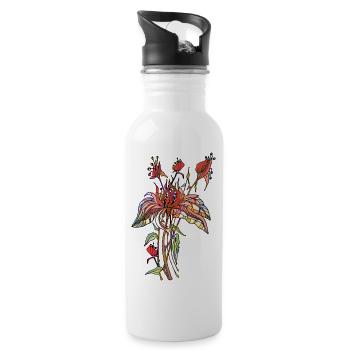 Fleur - Gourde avec paille intégrée - blanc - Droite
