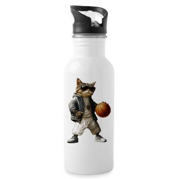 Cat Basketball / Hooper Baller - Water bottle with straw - white - Right